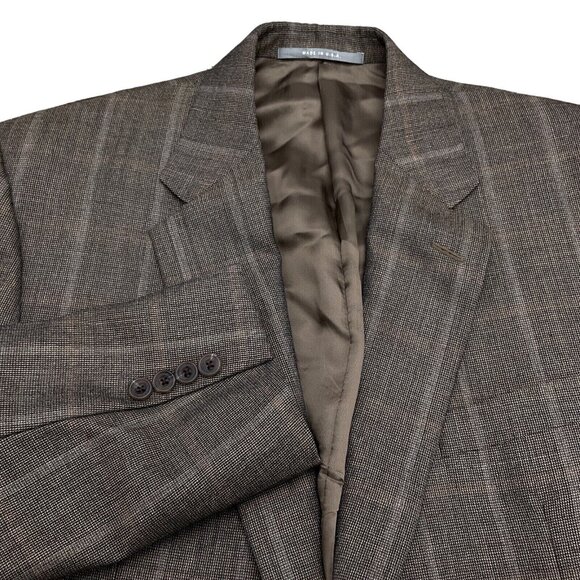 Hickey Freeman Blazer Men‎ 43 Brown Rust Windowpane Plaid Bespoke Union USA VTG - Picture 1 of 15